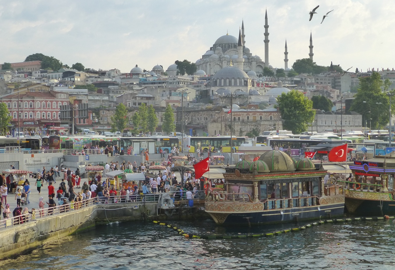 View of the New Mosque and quay from the Galata Bridge