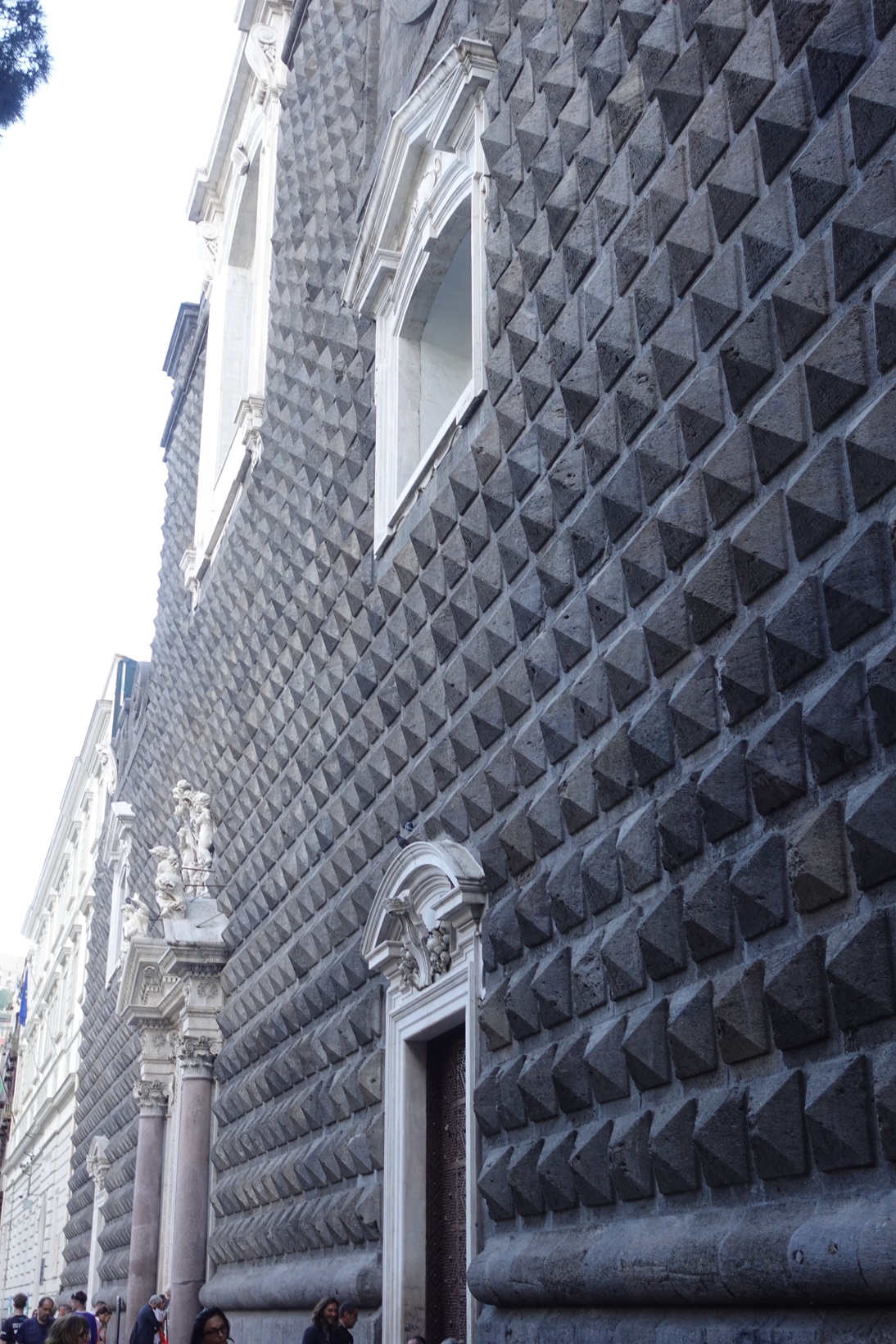 The unusual facade of the Chiesa Gesu Nuovo