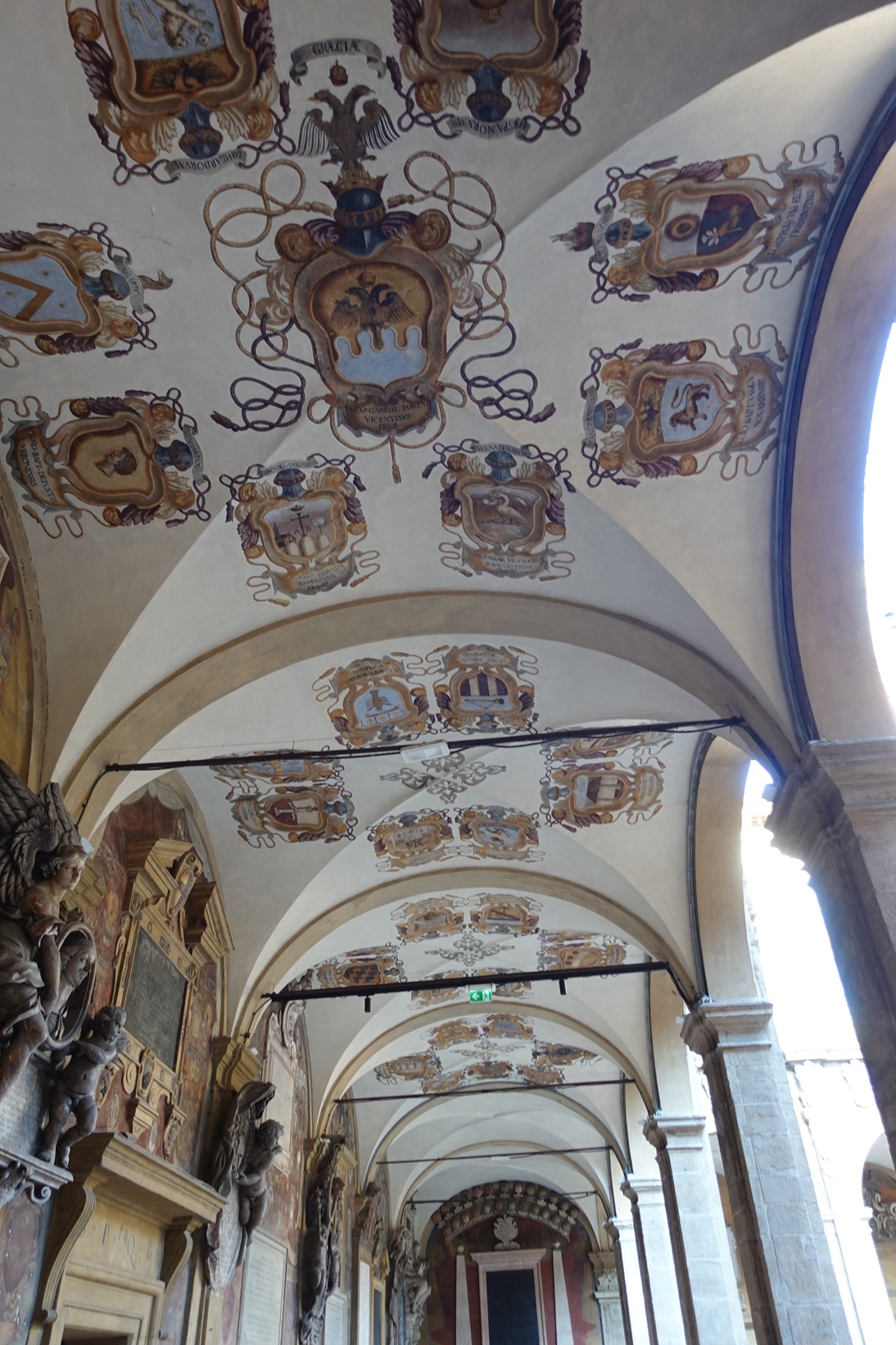 The ceiling of the lower portico of the library