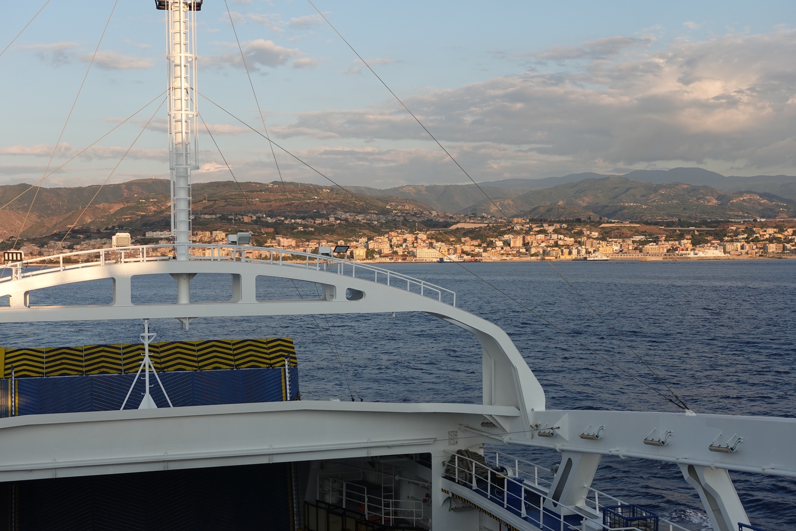 View across the bow to Sicily and Messina