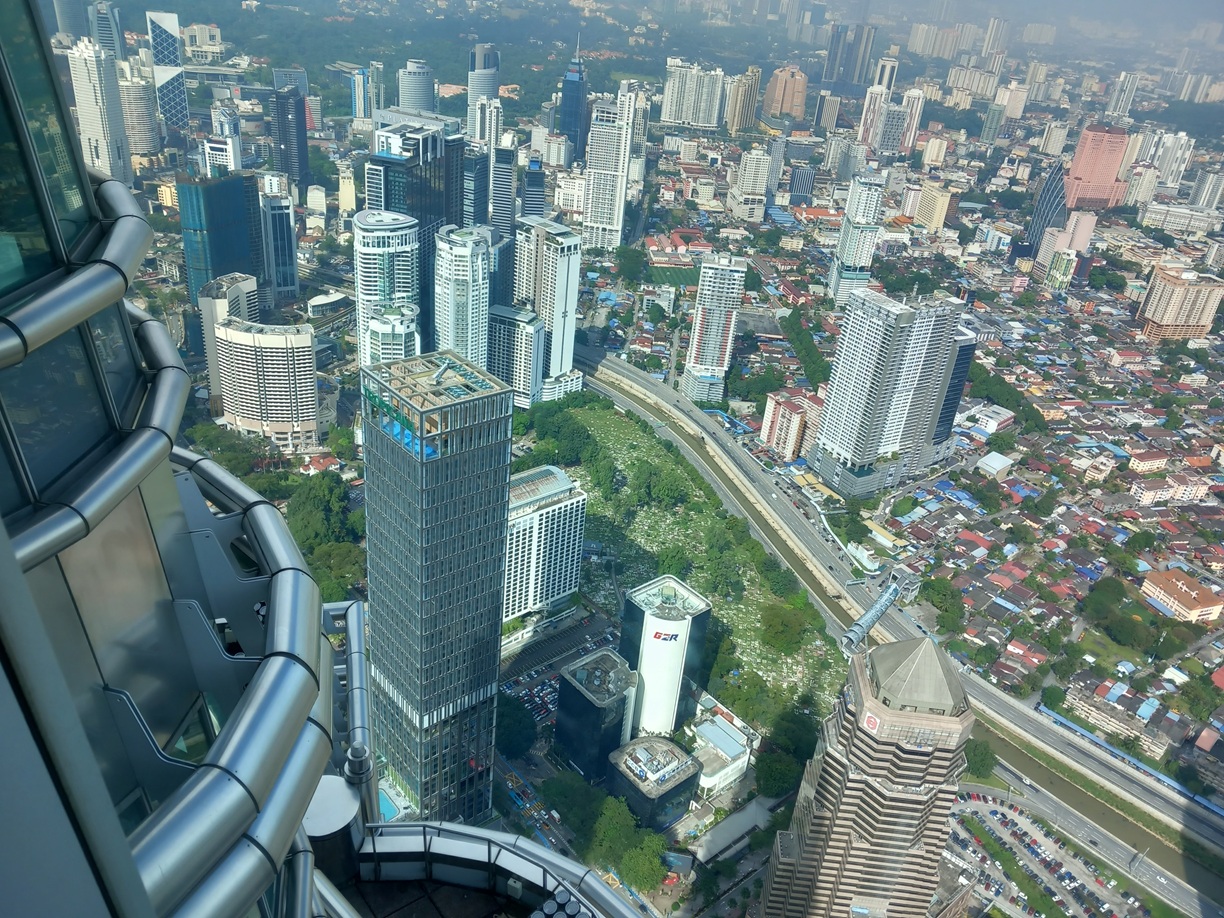 View during ascent of the Petronas Twin Towers