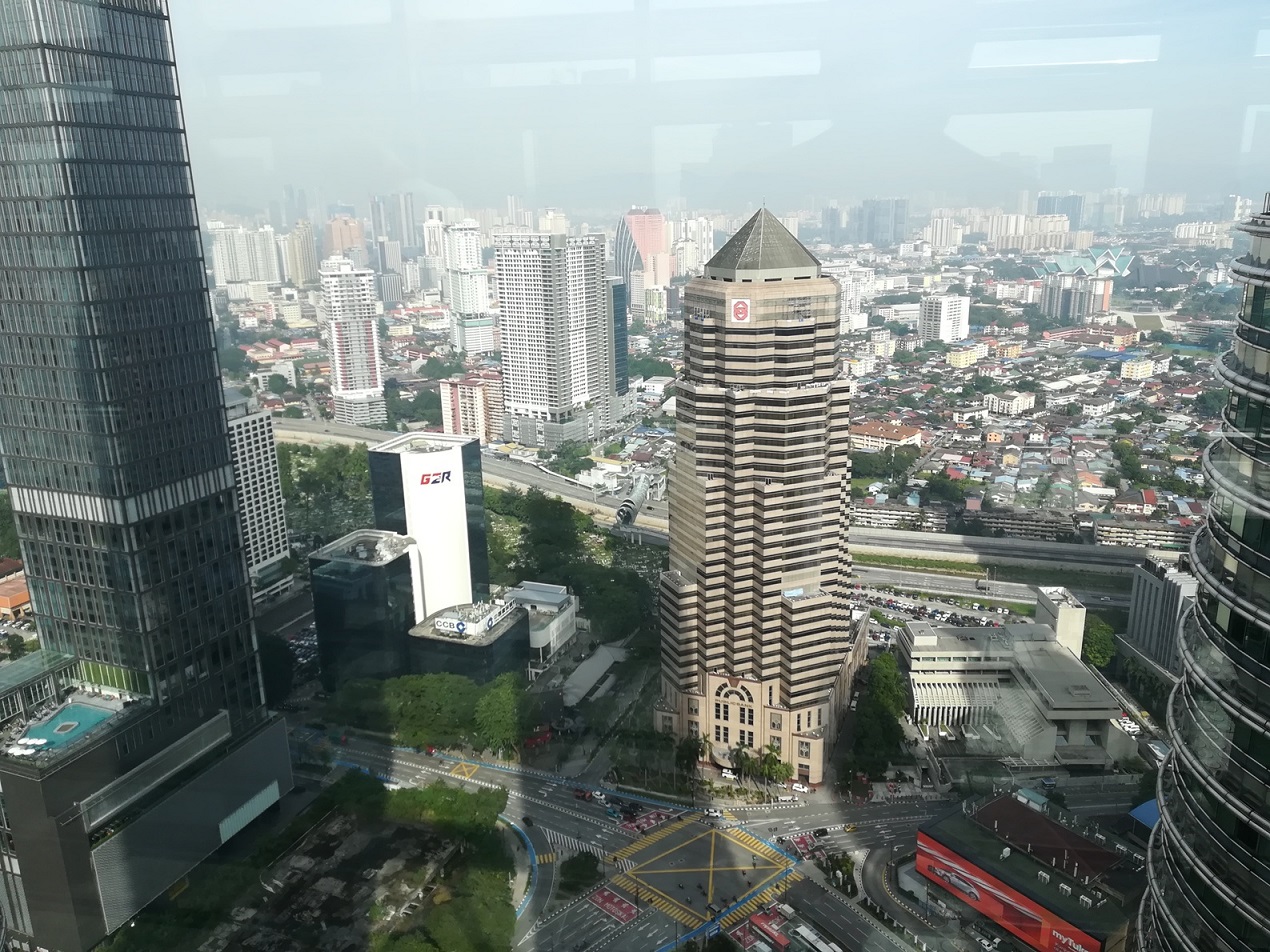 View during ascent of the Petronas Twin Towers