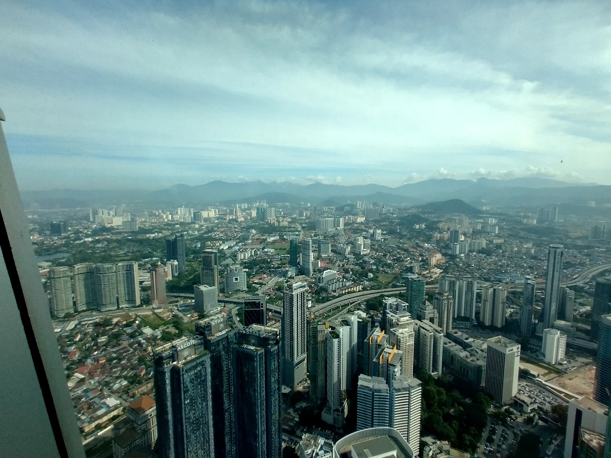View during ascent of the Petronas Twin Towers